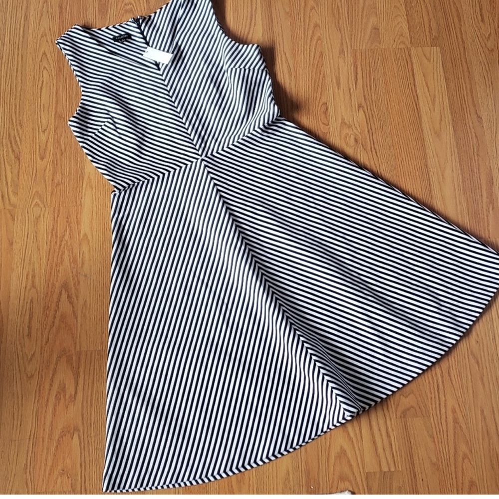 Talbots Black and White Striped Dress